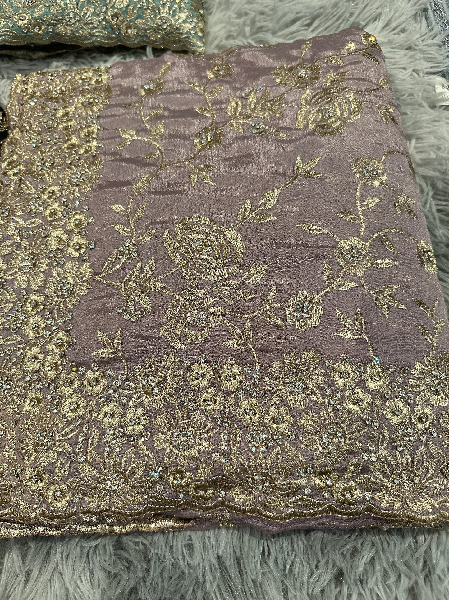 Stylish Gold work Saree with Blouse