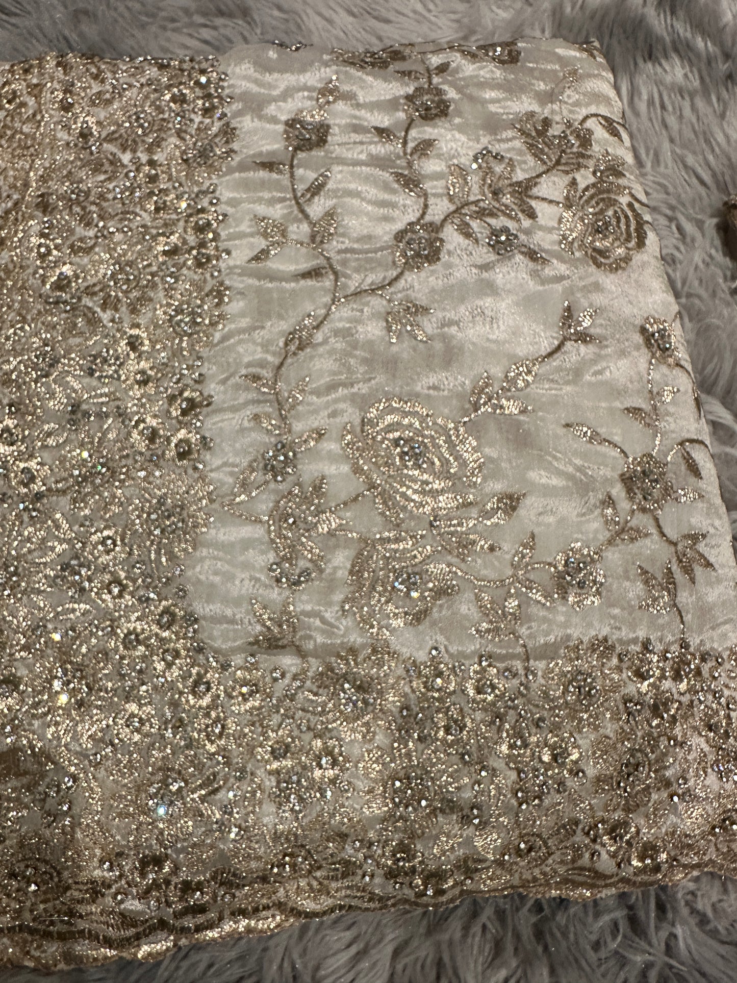 Stylish Gold work Saree with Blouse