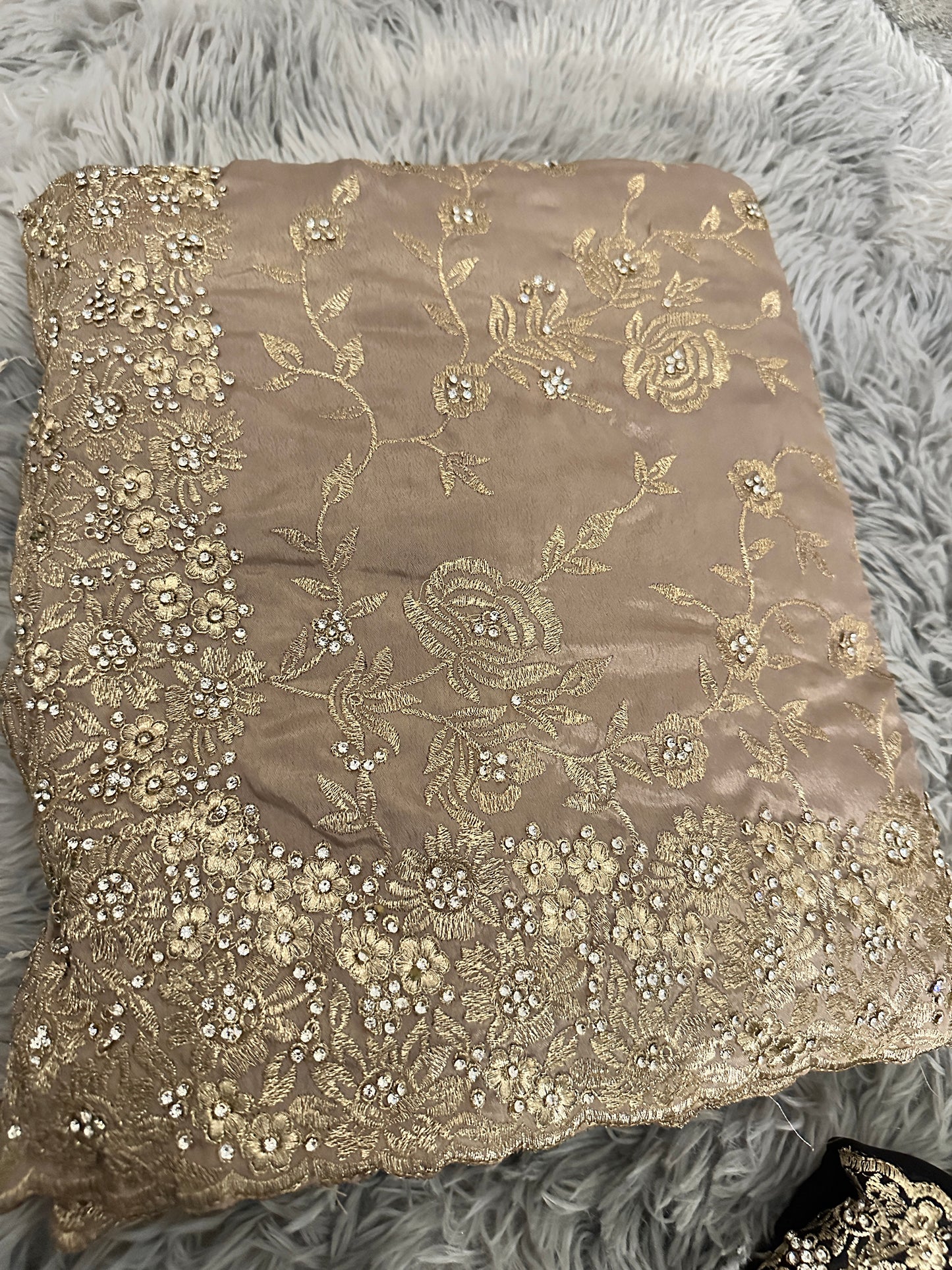 Stylish Gold work Saree with Blouse