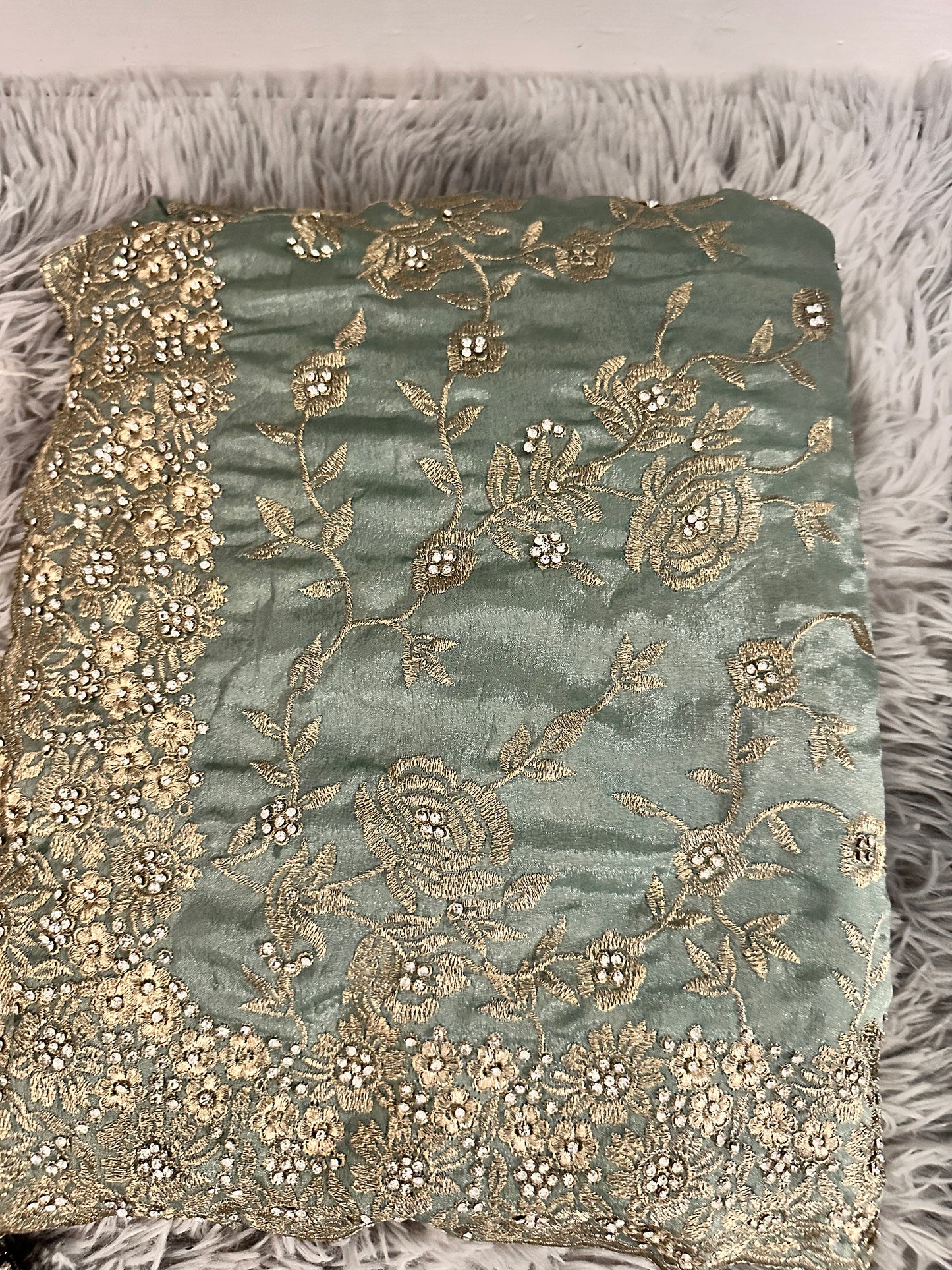 Stylish Gold work Saree with Blouse