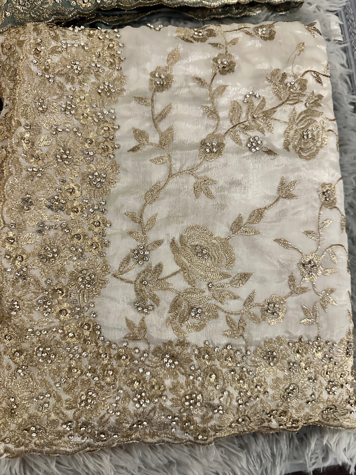 Stylish Gold work Saree with Blouse