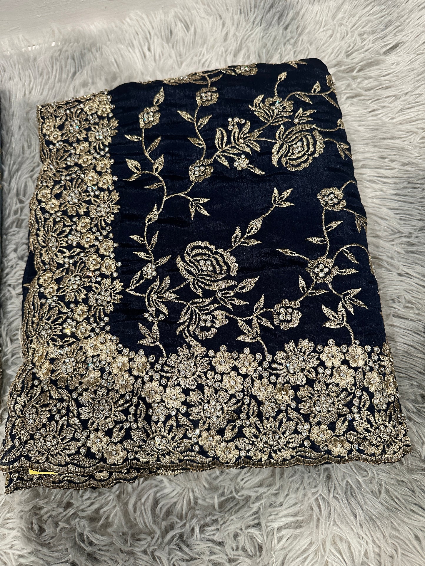 Stylish Gold work Saree with Blouse