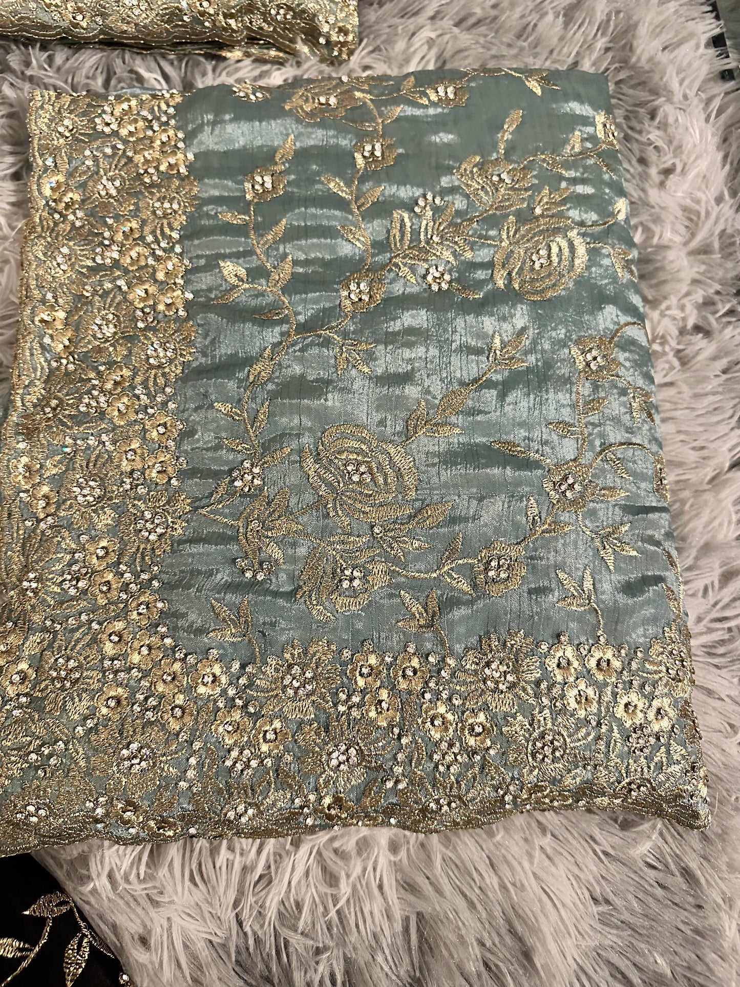 Stylish Gold work Saree with Blouse