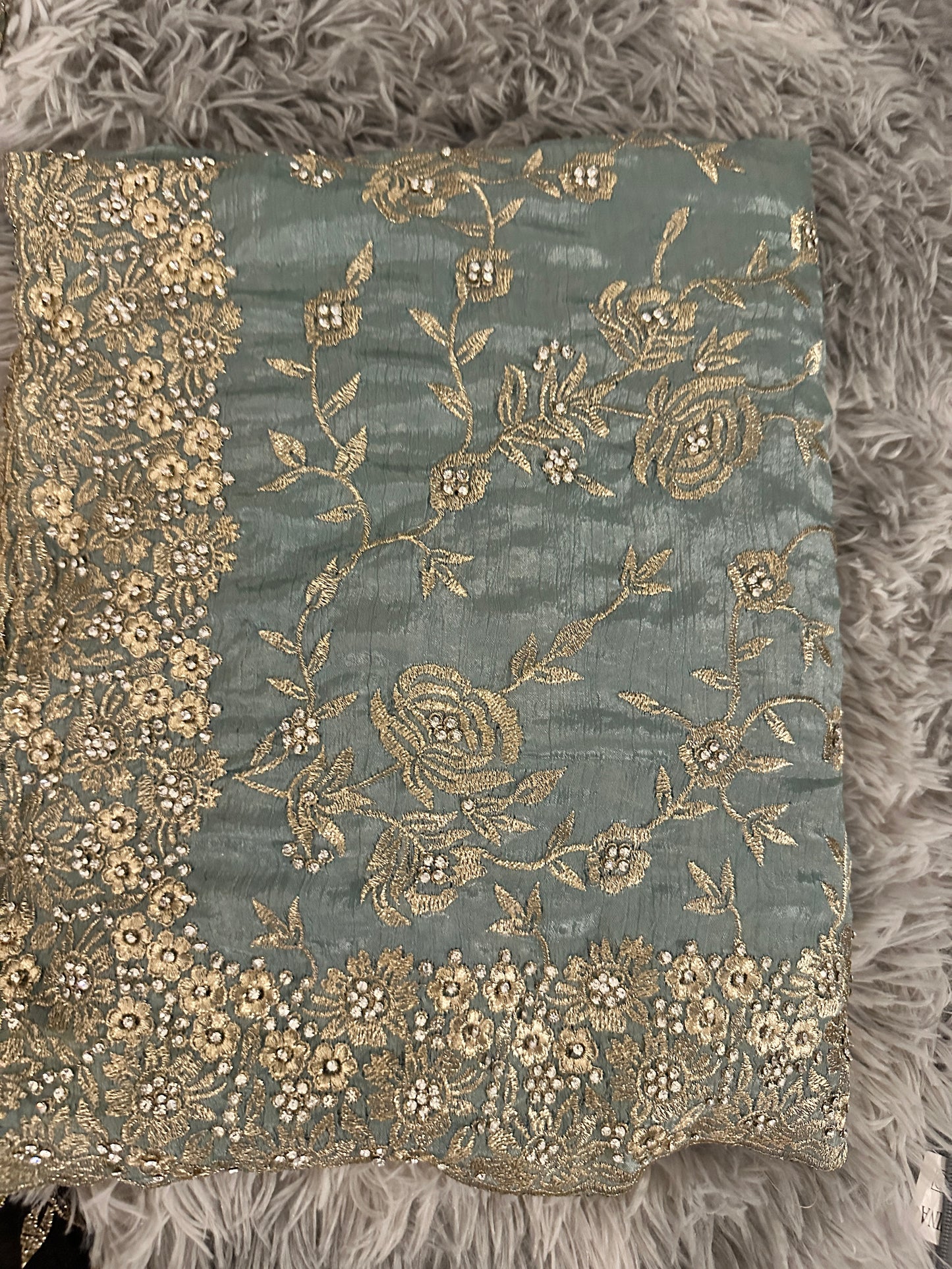 Stylish Gold work Saree with Blouse