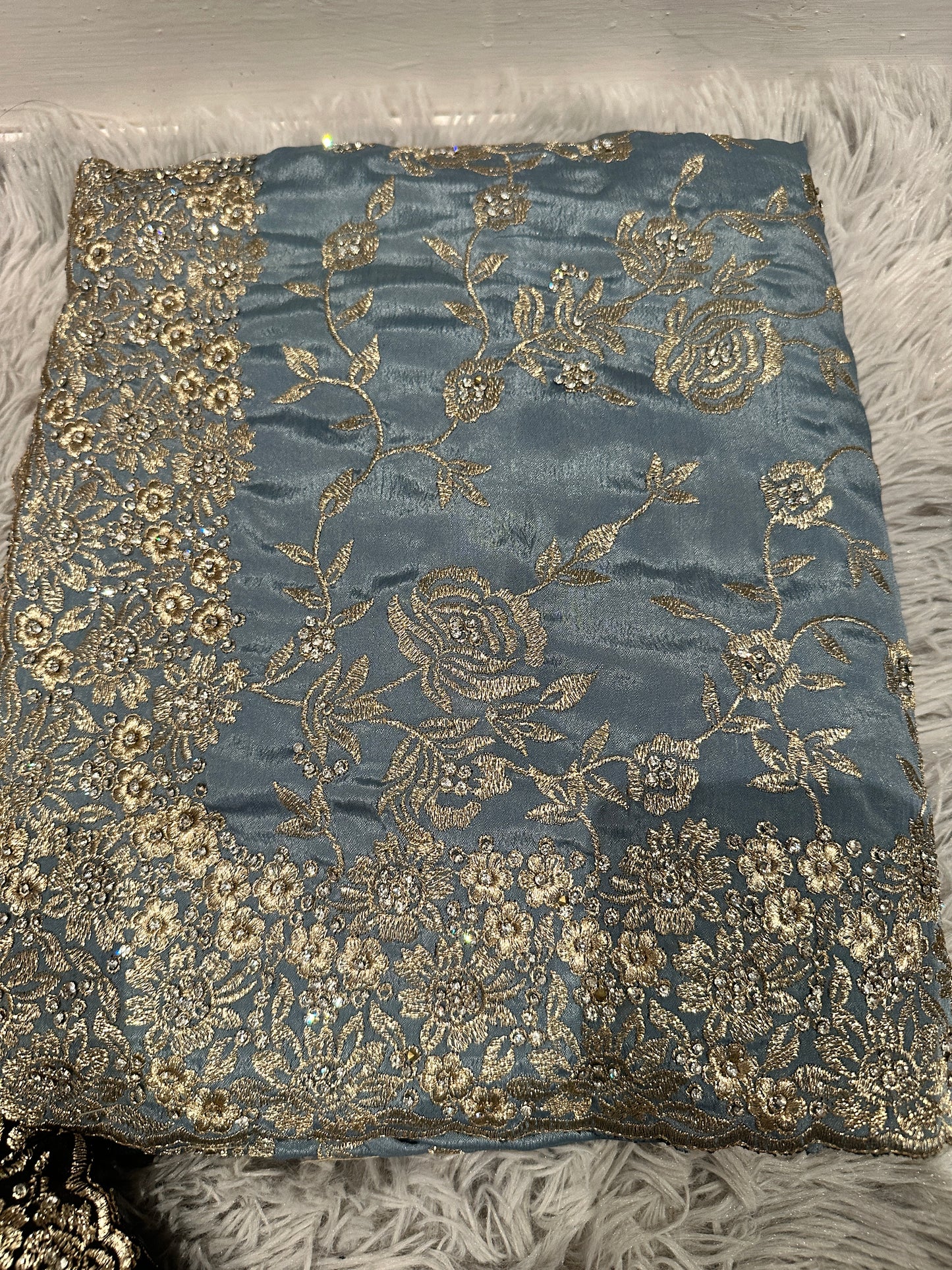 Stylish Gold work Saree with Blouse